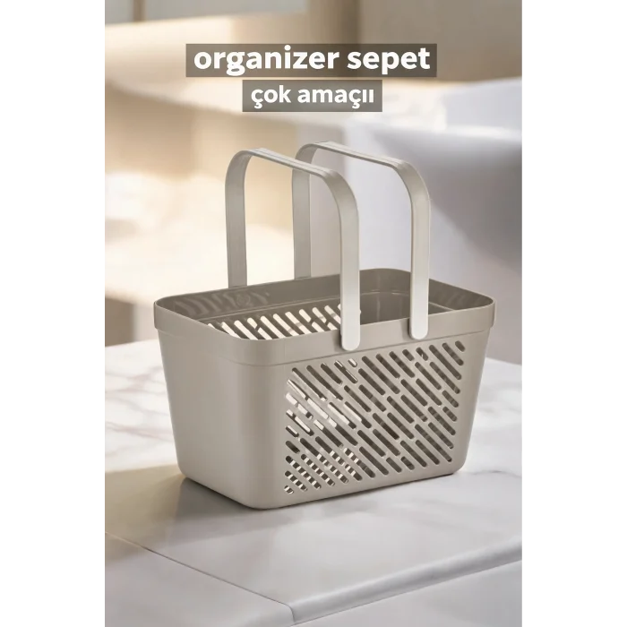 BUĞZ 8li Gri Kulplu Sepet Mutfak Banyo Dolap Düzenleyici Organizer Seti