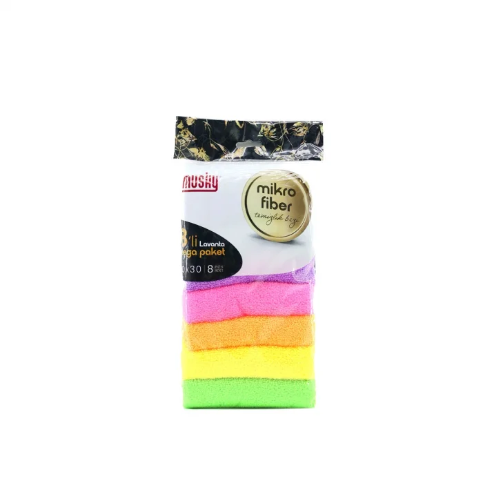 BUĞZ 8li Mikrofiber Temizlik Bezi Seti - Renkli - Leke Bırakmaz