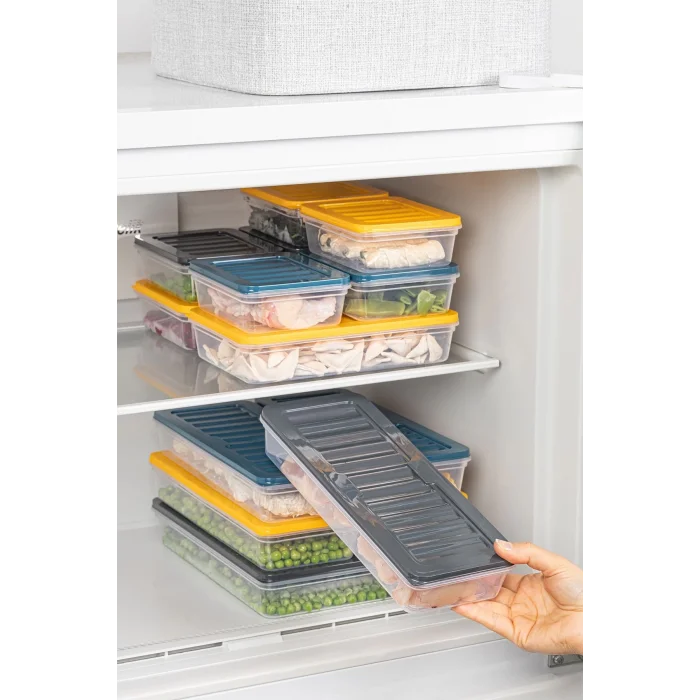  8li Saklama Kabı , Mikrodalga Uyumlu Erzak Saklama Kabı Antrasit 8 X 2400 ml