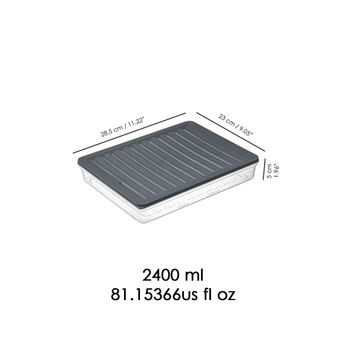  8li Saklama Kabı , Mikrodalga Uyumlu Erzak Saklama Kabı Antrasit 8 X 2400 ml