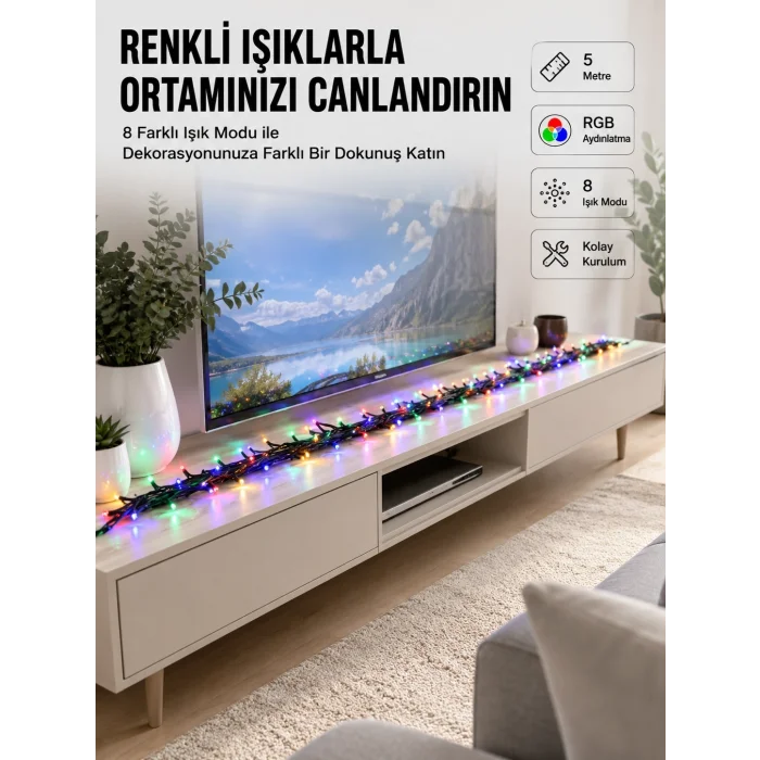 BUĞZ 8 Modlu LED Işık Zinciri İç Mekan Dekoratif Aydınlatma