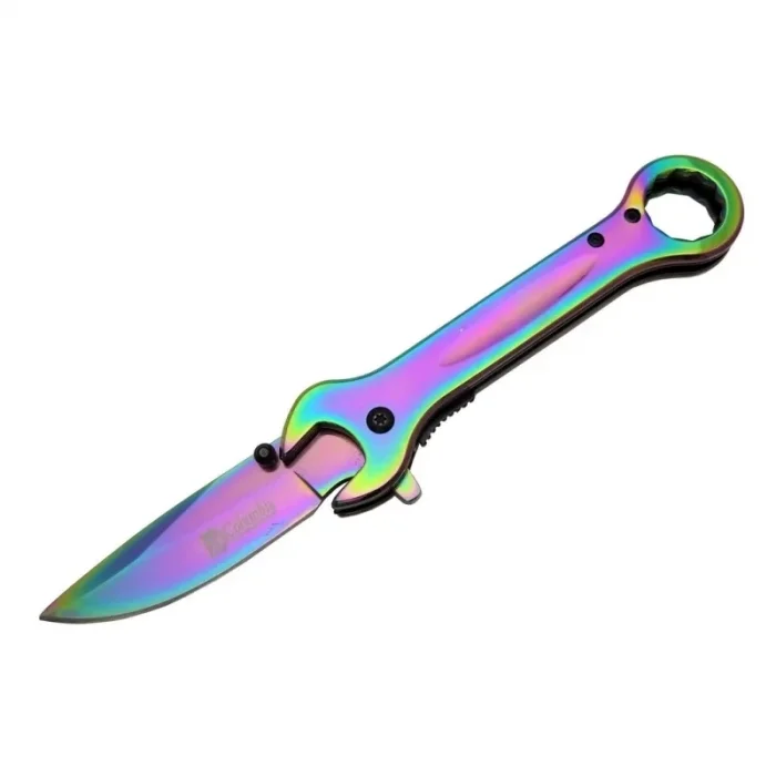 BUĞZ 8000a Anahtar Görünümlü Renkli Kamp Çakı 19 Cm - Otomatik, Metal Sap