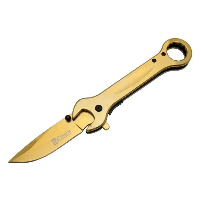 BUĞZ 8000c Anahtar Görünümlü Gold Kamp Çakı 19 Cm - Otomatik, Metal Sap