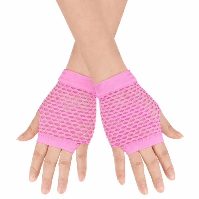 BUĞZ 80’ler 90’lar Retro Neon Pembe File Parmaksız Kısa Eldiven 11 Cm