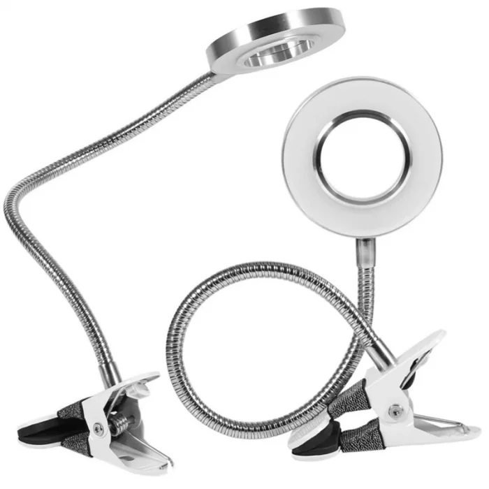 BUĞZ 8x Büyütmeli Mandallı, Usb Girişli Masa Lambalı, Okuma Ve Güzellik Salon İçin Büyüteç 2088a