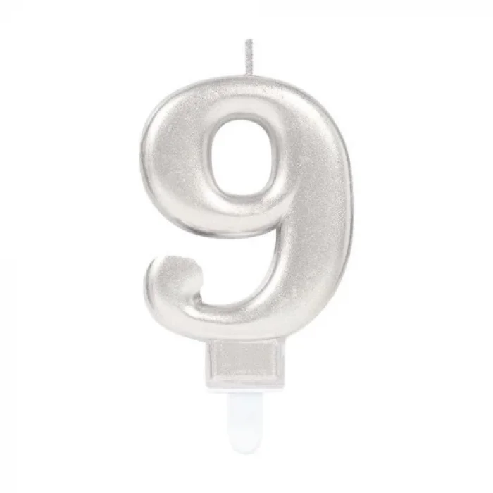 BUĞZ 9 Rakamı Mum Gümüş Renk