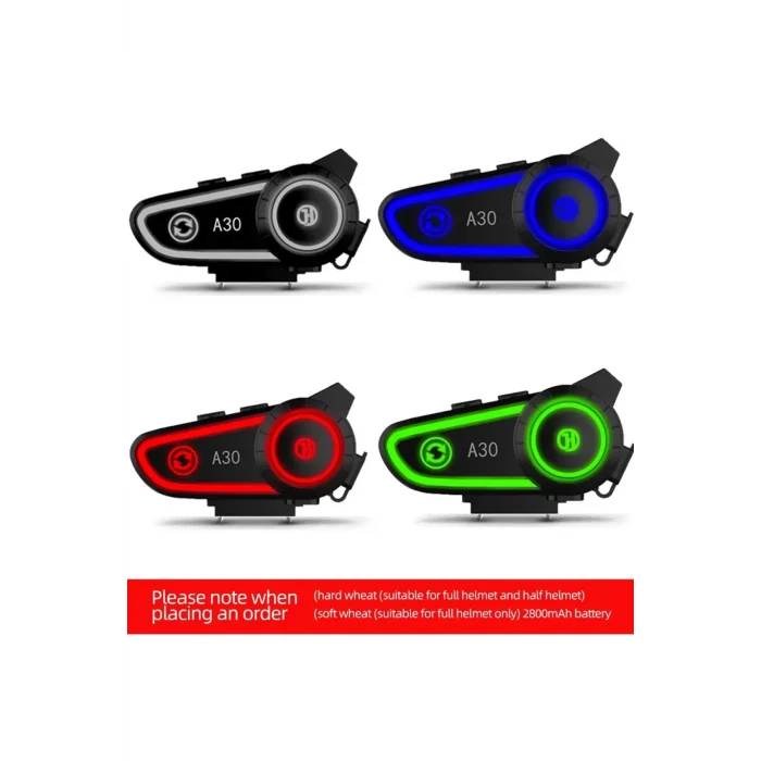 BUĞZ A30 Motosiklet Kask Kulaklık Intercom Işıklı 2 Eşleşme Özellikli