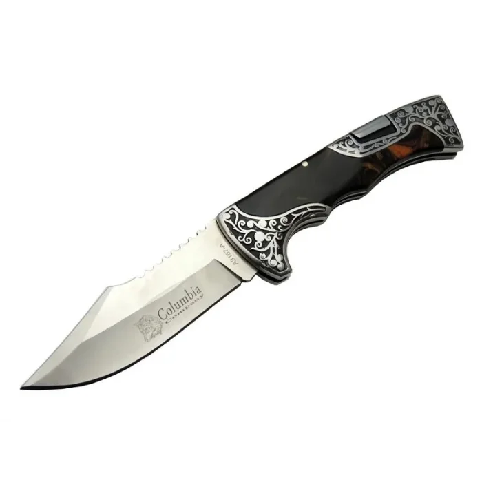 BUĞZ A3157b Kahverengi Av / Kamp Çakı 23 Cm - Sedef İşlemeli Saplı,