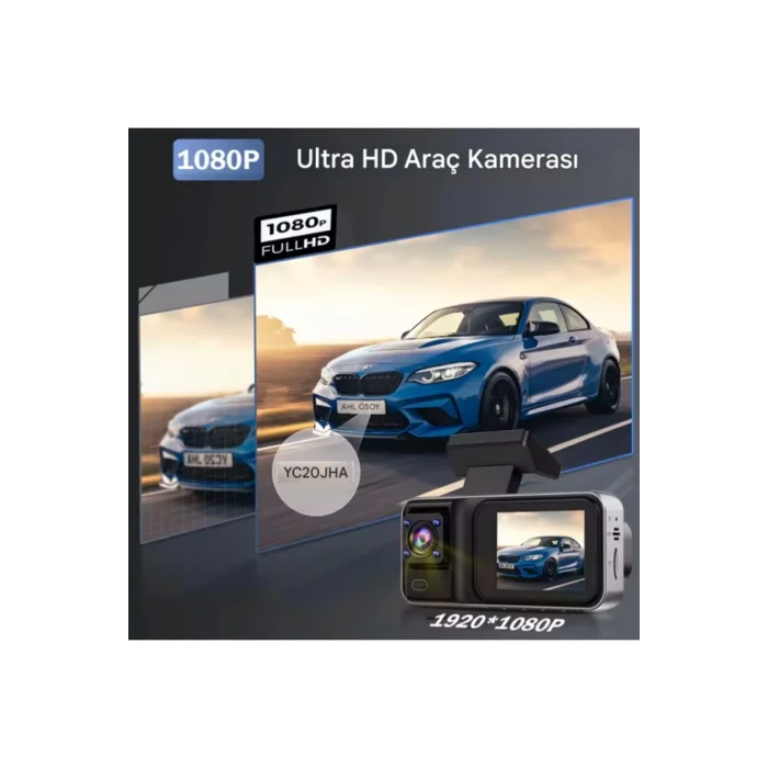  A98 Full Hd 3 Kameralı Araç Içi Güvenlik Kamerası 64gb Uyumlu Ir Gece Görüşü, Ön-arka-iç Kayıt