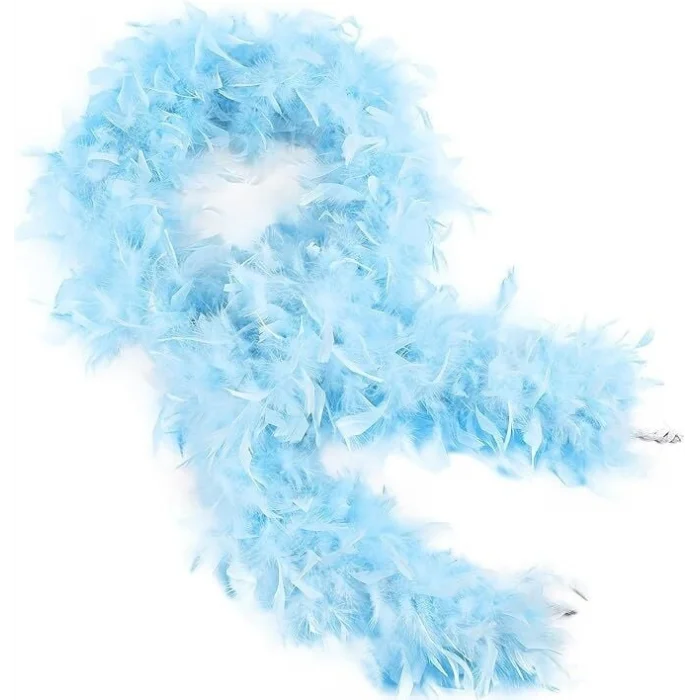 BUĞZ Açık Mavi Renk Kabarık Kalın Otriş Boa Tüy 6 cm Genişlik 180-200 cm Uzunluk