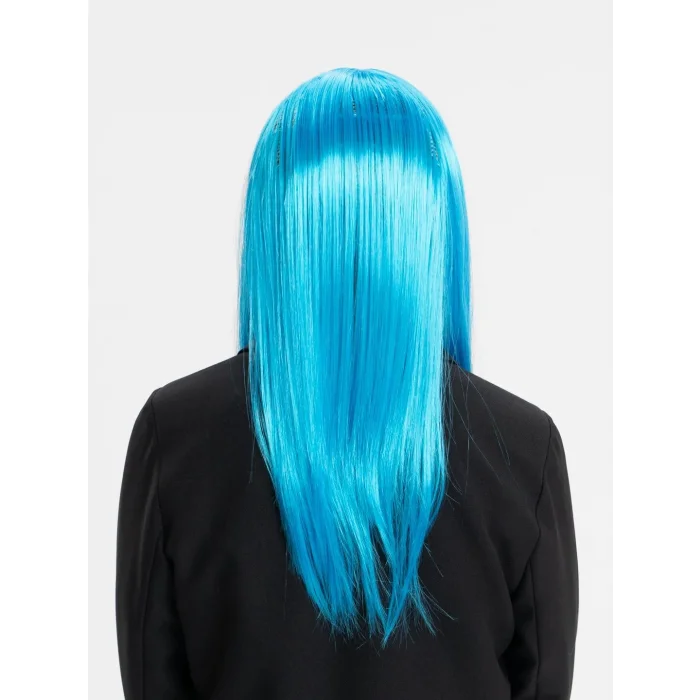 BUĞZ Açık Mavi Renk Uzun Düz Parti Peruğu