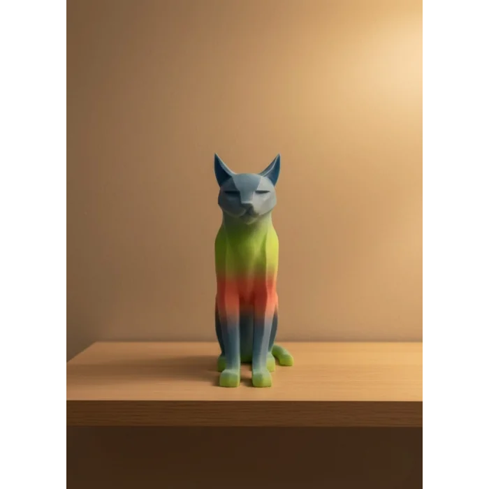 BUĞZ Açık Rainbow Kedi Biblo Modern Salon ve Raf Dekoru