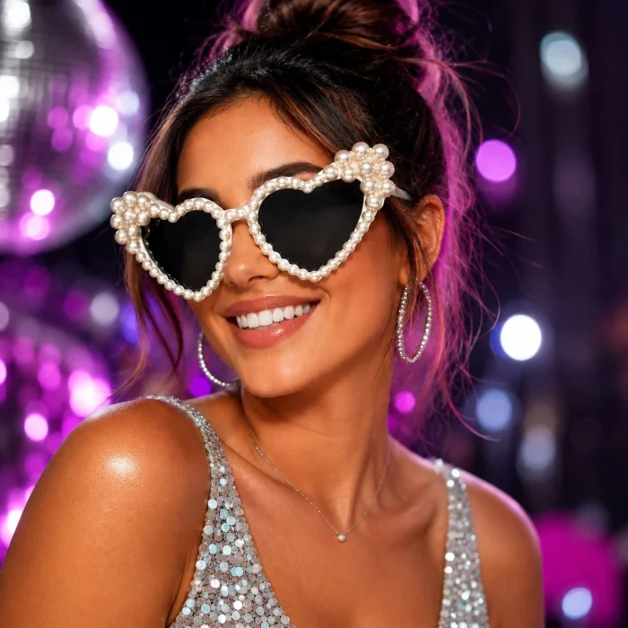 BUĞZ After Party İnci Taşlı Kalp Gözlüğü