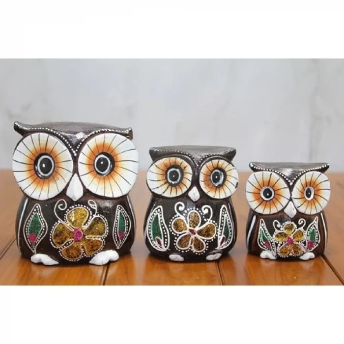  Ahşap 3lü Baykuş Seti Model 1