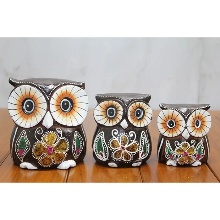 BUĞZ Ahşap 3lü Baykuş Seti Model 1