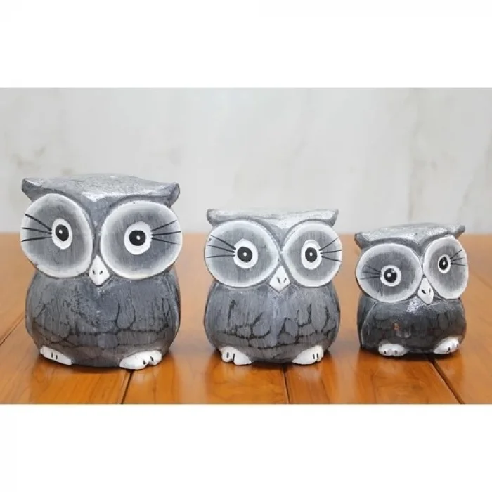  Ahşap 3lü Baykuş Seti Model 2