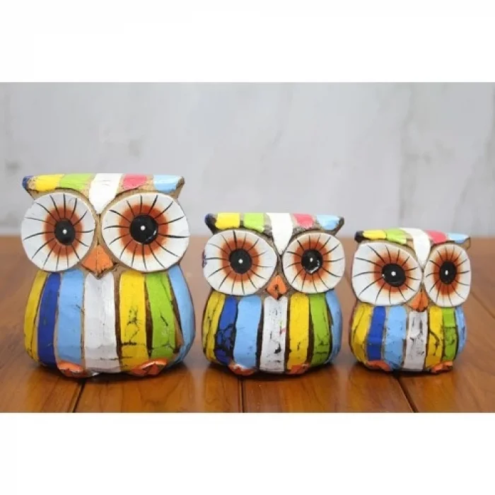  Ahşap 3lü Baykuş Seti Model 4