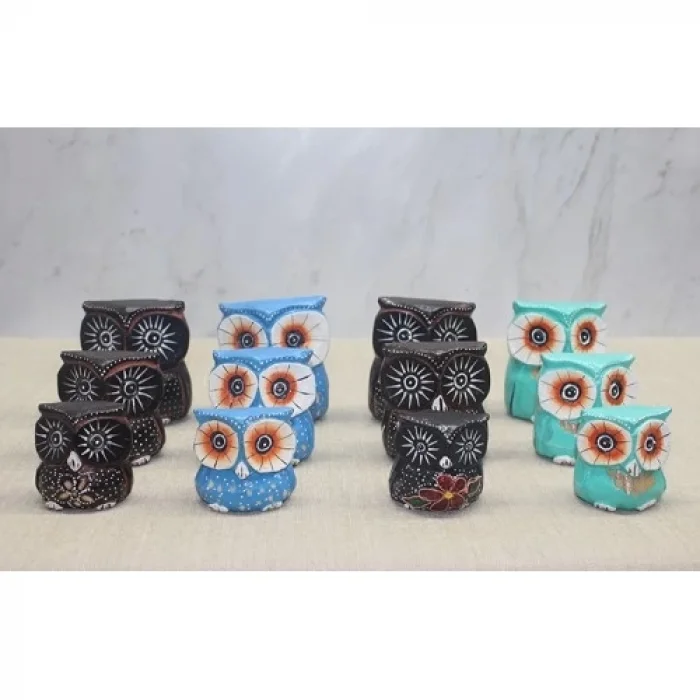  Ahşap 3lü Baykuş Seti Model 5