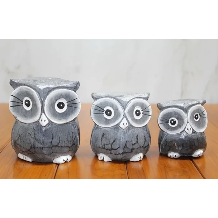 BUĞZ Ahşap 3lü Baykuş Seti Polos:2