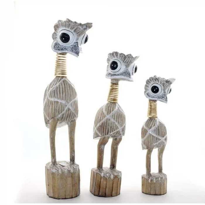  Ahşap 3lü Emu Kuşu Seti