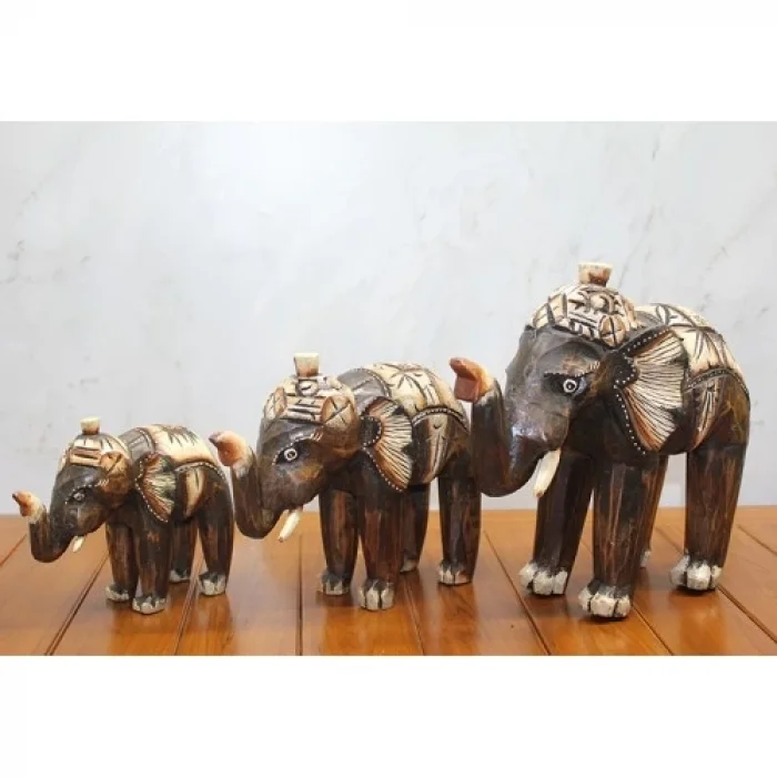  Ahşap 3lü Fil Seti