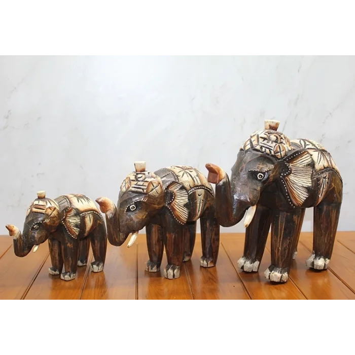 BUĞZ Ahşap 3lü Fil Seti Okas:12