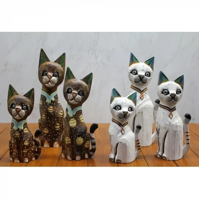  Ahşap 3lü Kedi Seti 30 Cm