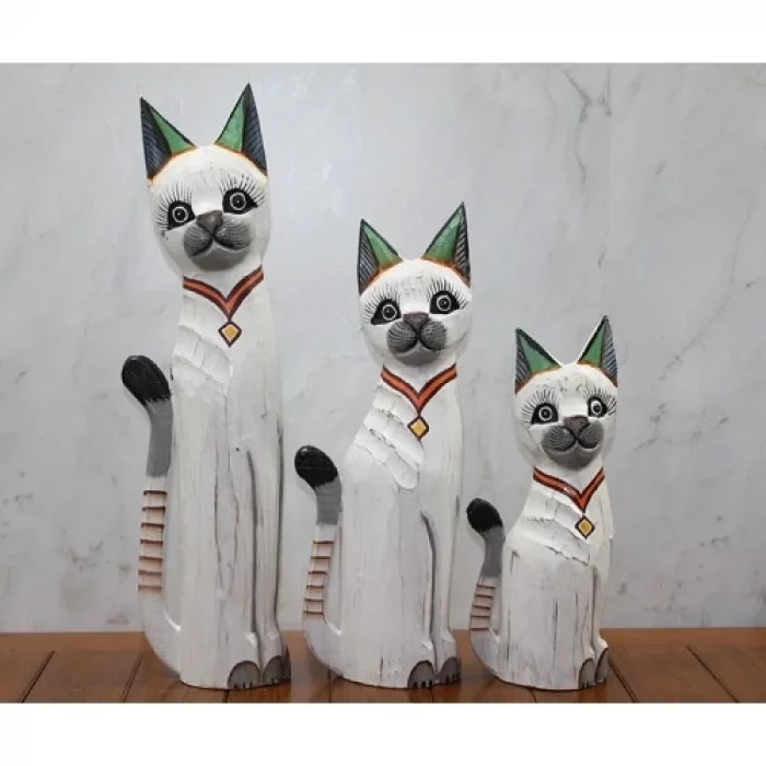  Ahşap 3lü Kedi Seti 50 Cm