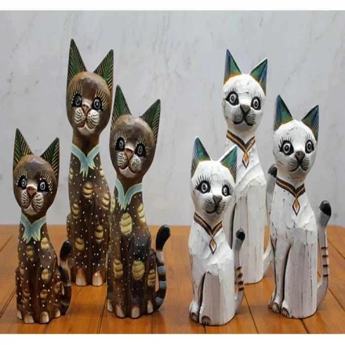  Ahşap 3lü Kedi Seti 50 Cm Model 3