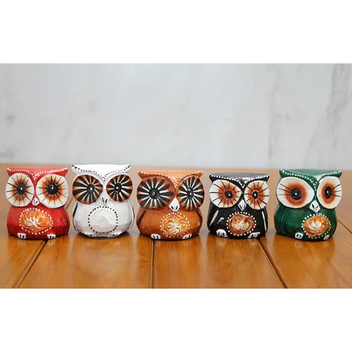 BUĞZ Ahşap 5li Baykuş Seti Model 3