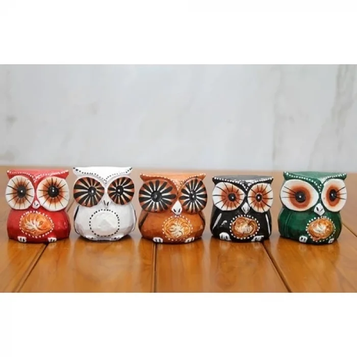  Ahşap 5li Baykuş Seti Model 3