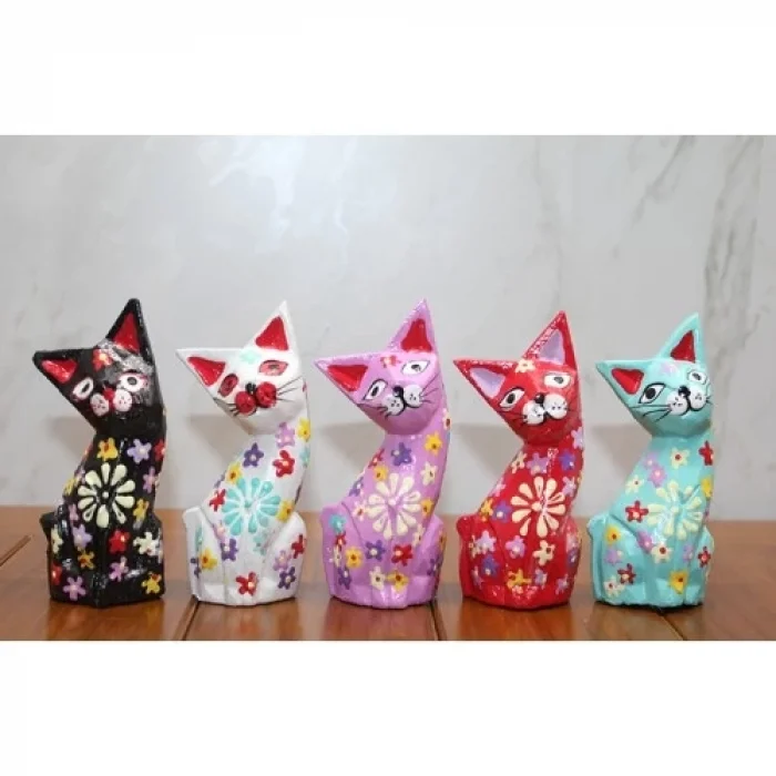  Ahşap 5li Kedi Seti Model 2