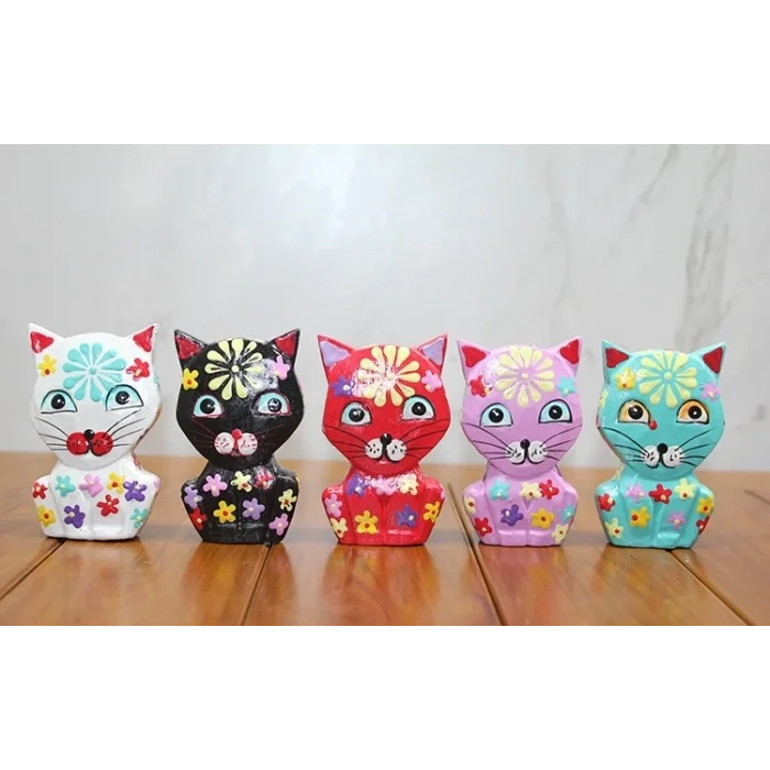 BUĞZ Ahşap 5li Kedi Seti Polos:5