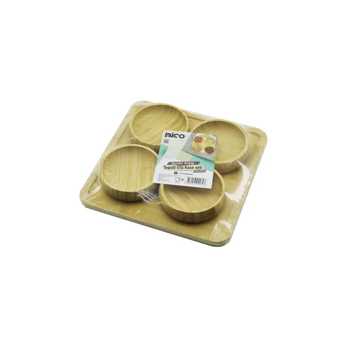 BUĞZ Ahşap Bambu 5pcs  Çerezlik - Lokumluk Kase Seti 22x22cm Bx40