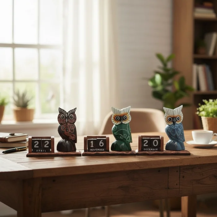 BUĞZ Ahşap Baykuş Takvim  Büyük Boy