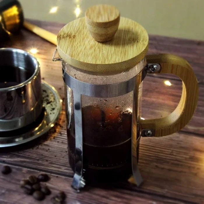 BUĞZ Ahşap Detaylı 350 ml Cam French Press