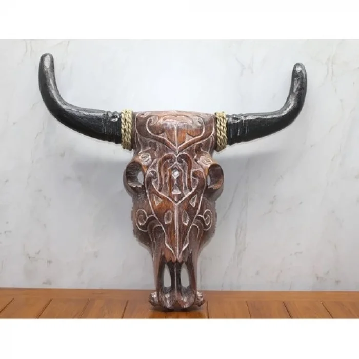  Ahşap Duvara Asmalı Bufalo Kafası