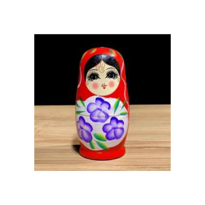 BUĞZ Ahşap kırmızı 5 parçalı modern matruşka bebek dekoratif obje tek ebat - Ev & Mobilya