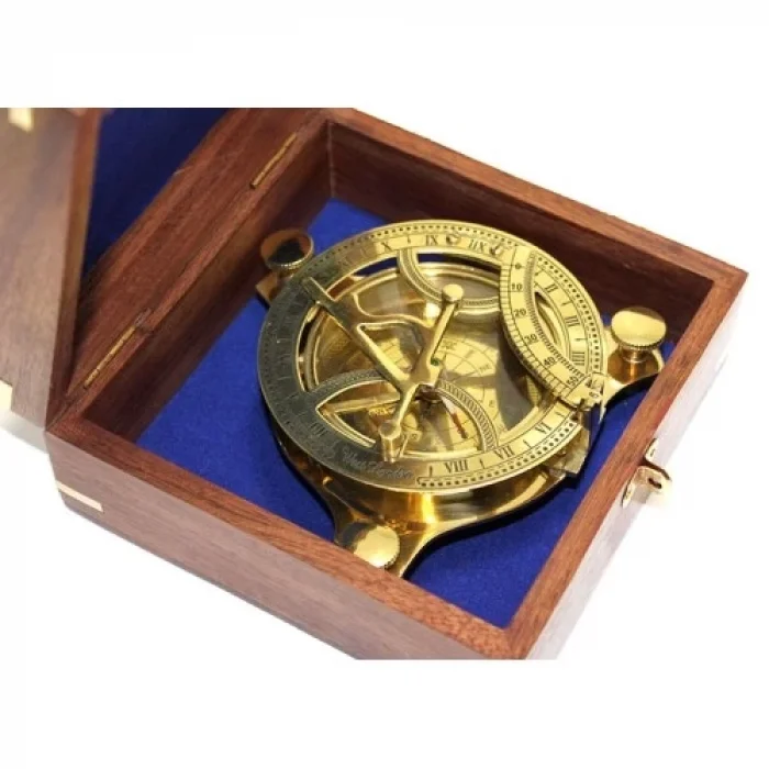  Ahşap Kutulu El Yapımı Pirinç Güneş Saati Ve Pusula
