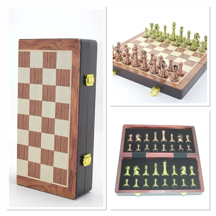 BUĞZ Ahşap Kutulu Metal Taşlı Hazneli Satranç Takımı Alk4226