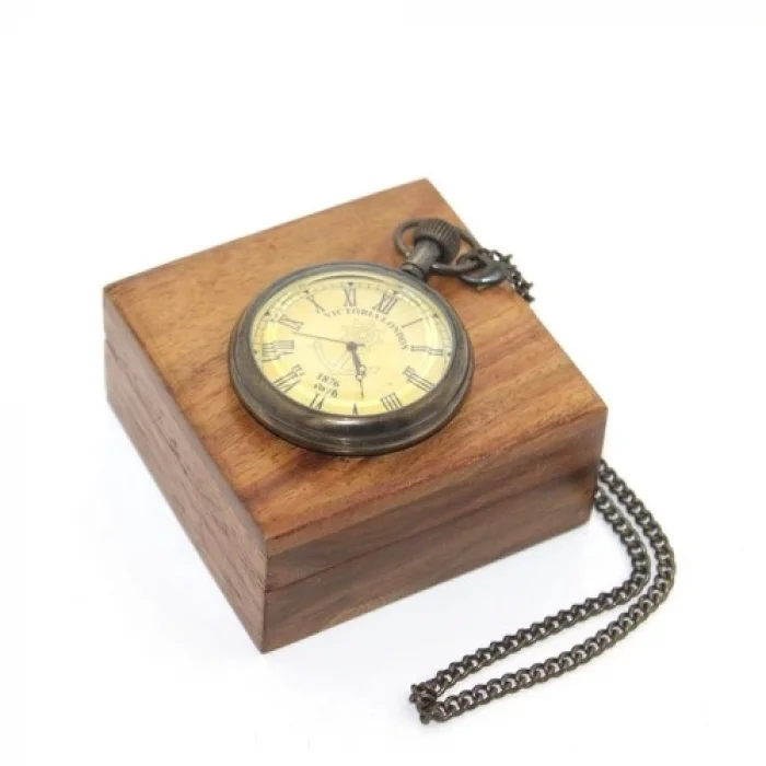  Ahşap Kutulu Pirinç Köstekli Saat Model 2