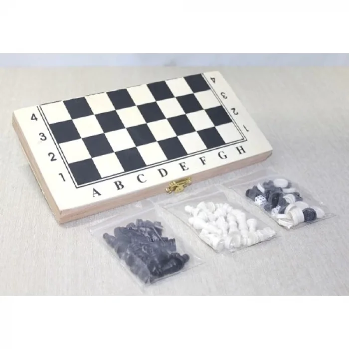  Ahşap Kutulu Satranç Tavla Seti Model 4