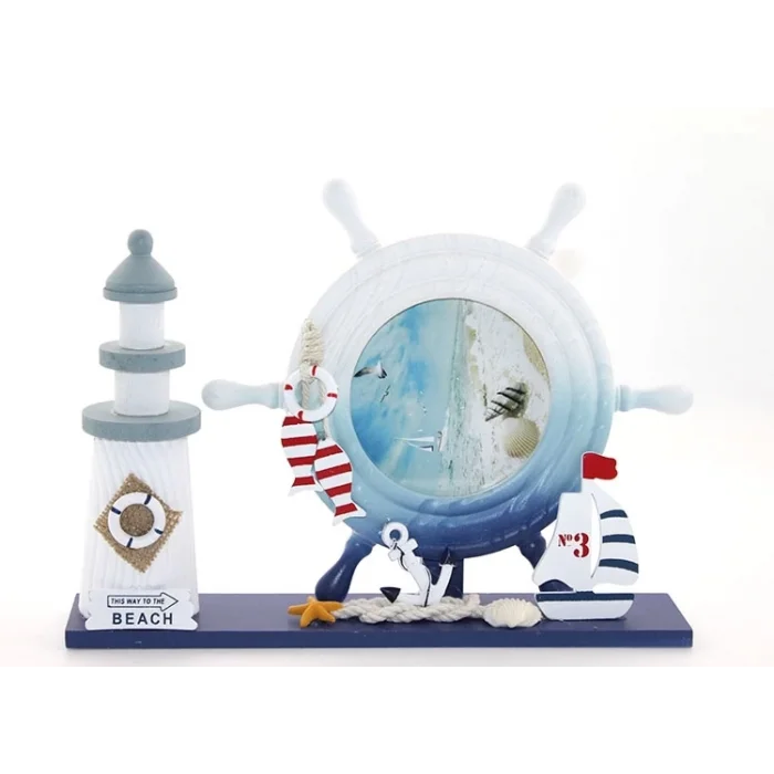 BUĞZ Ahşap Marin Deniz Feneri Dümenli Çerceve Alk2452