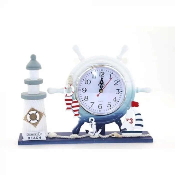  Ahşap Marin Deniz Feneri Dümenli Saat