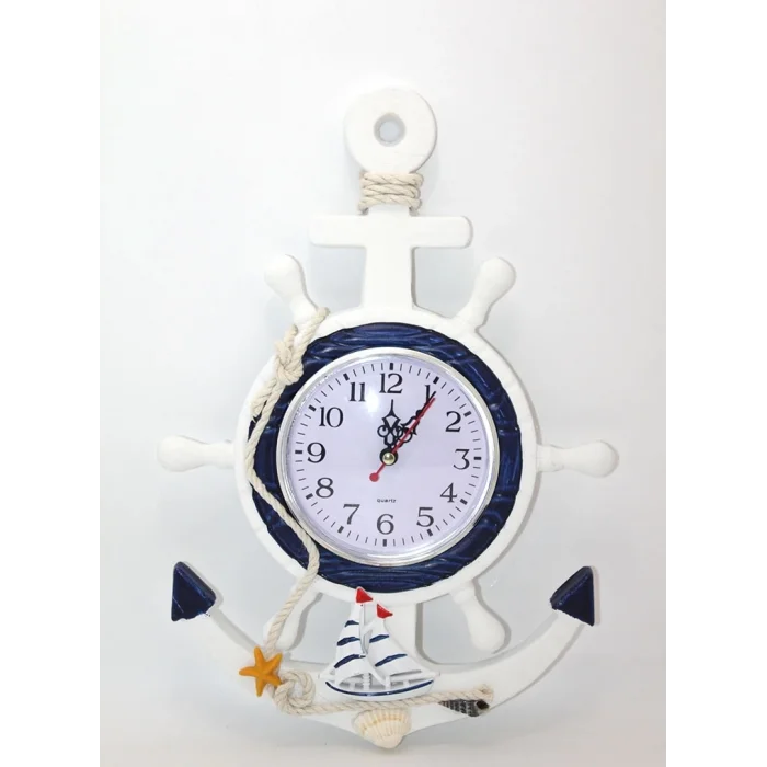 BUĞZ Ahşap Marin Duvara Asmalı Dümenli Saat Alk2446