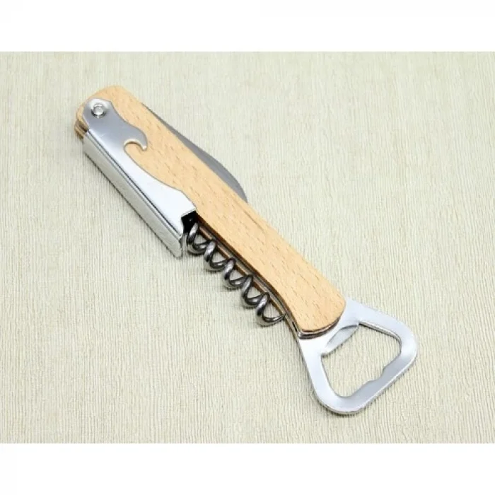  Ahşap Paslanmaz Çelik Tirbuşon Açacak