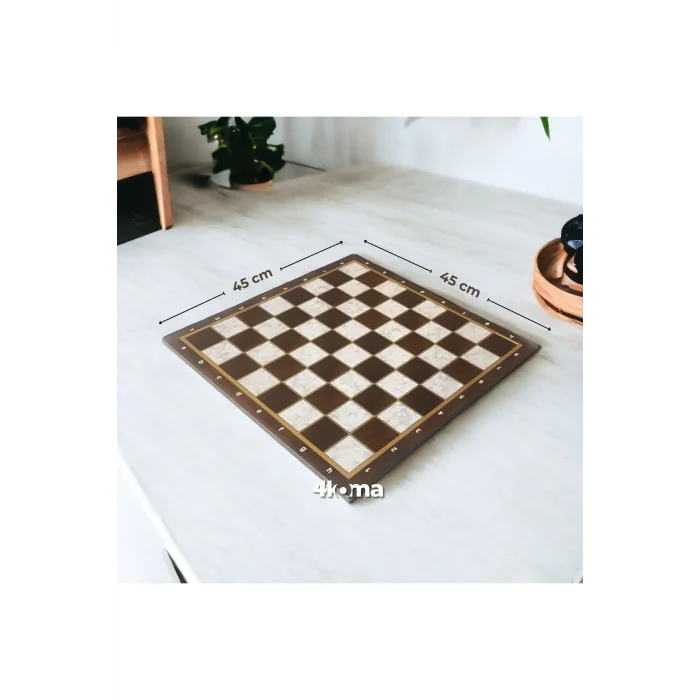BUĞZ Ahşap sedef desenli satranç ve dama tahtası 45x45 cm vernikli çizilmez yüzey - Hobi & Eğlence