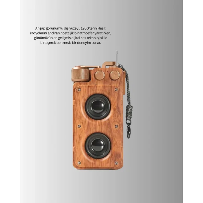 BUĞZ Ahşap Tarzı Kablosuz Hoparlör 5W Güçlü Bass TF USB AUX