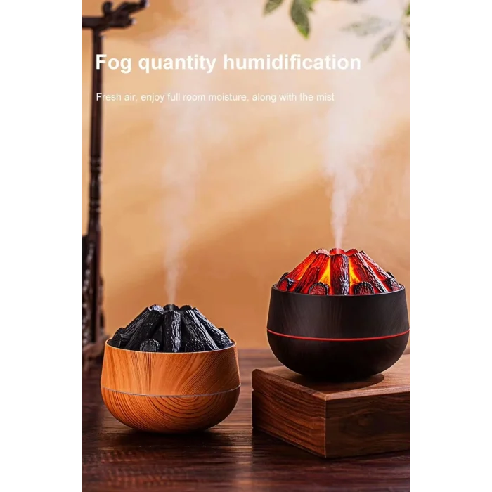 BUĞZ Ahşap Tasarımlı Soğuk Buhar Hava Nemlendirici ve Aroma Difüzörü, 300 ml Kapasiteli, Bej Renk