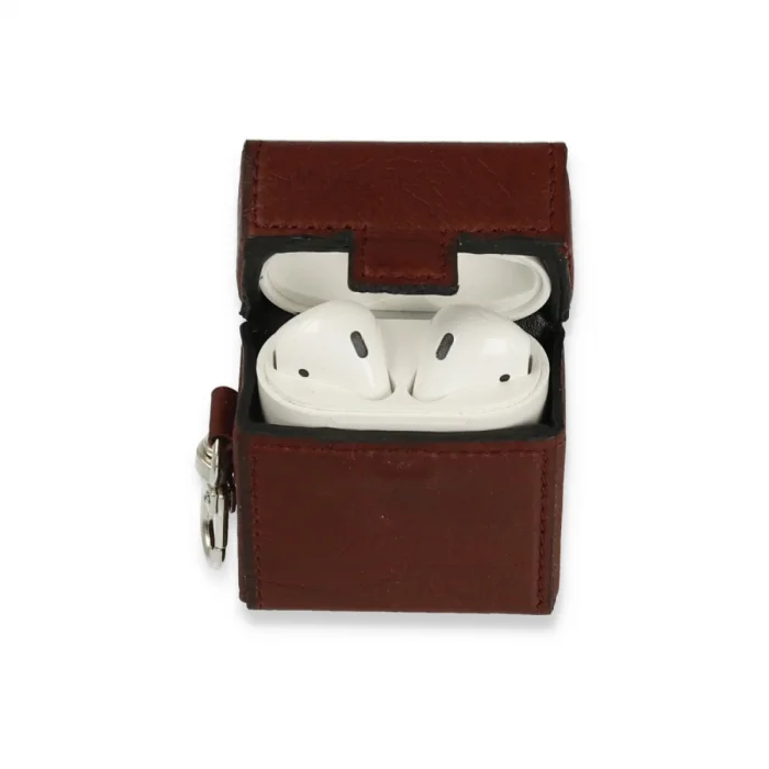 BUĞZ Airpods 2 (2.nesil) Deri Kılıf - Bordo